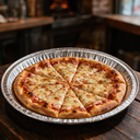Ravier aluminium rond C248G 575 cc utilisé comme assiette de service pour une pizza