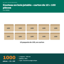 Colisage du couteau en bois jetable : carton de 1000 pièces, 10 × 100 paquets