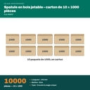 Colisage du spatule en bois jetable : carton de 10000 pièces, 10 × 1000 paquets
