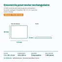 Dimensions du couvercle pour ravier rectangulaire : 114 × 89 × 9 mm, compatible 125 à 500 cc