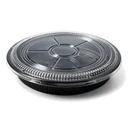 Plateau à sushi rond Ø 330 mm fermé par son couvercle transparent, vendu en set complet