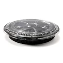 Plateau à sushi rond Ø 380 mm fermé par son couvercle transparent, vendu en set complet