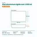 Dimensions du plat aluminium 1 000 ml : 220 × 150 × 44 mm — 750 pièces par carton