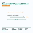 Dimensions du couvercle transparent pour plat 1 000 ml : 225 mm de long, 24 mm de haut