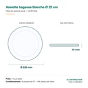 Assiette bagasse Ø 22 cm : schéma de cotes, diamètre 220 mm et hauteur 19 mm