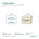 Conditionnement assiette bagasse : 8 paquets de 50, carton de 400 pièces, 6,4 kg