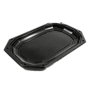 Plateau traiteur octogonal noir 45 cm sans son couvercle, vu de dessus