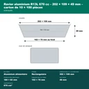 Cotes du ravier aluminium allongé 670 cc : 202 × 109 mm à l'ouverture, 162 × 70 mm au fond, 49 mm de haut