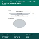 Cotes du plateau aluminium ovale 760 cc : 332 × 228 mm à l'ouverture, 245 × 142 mm au fond, 22 mm de haut