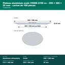 Cotes du plateau aluminium ovale 2150 cc : 550 × 360 mm à l'ouverture, 425 × 242 mm au fond, 22 mm de haut