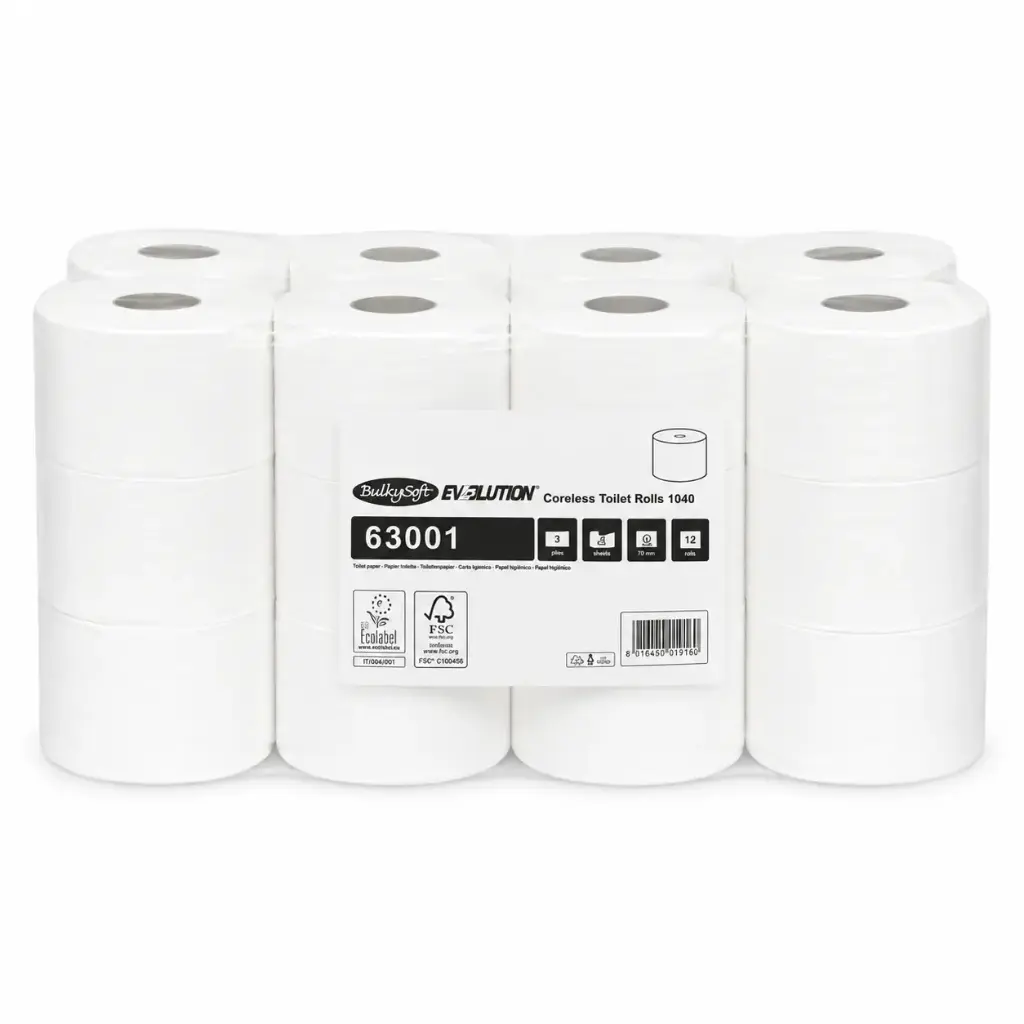 Papier Toilette Coreless BulkySoft EVSolution 2 Plis 36 Rouleaux