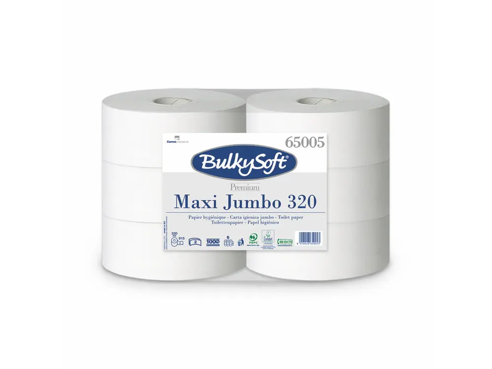 Papier Toilette Maxi Jumbo BulkySoft 65005 2 Plis 6 Rouleaux