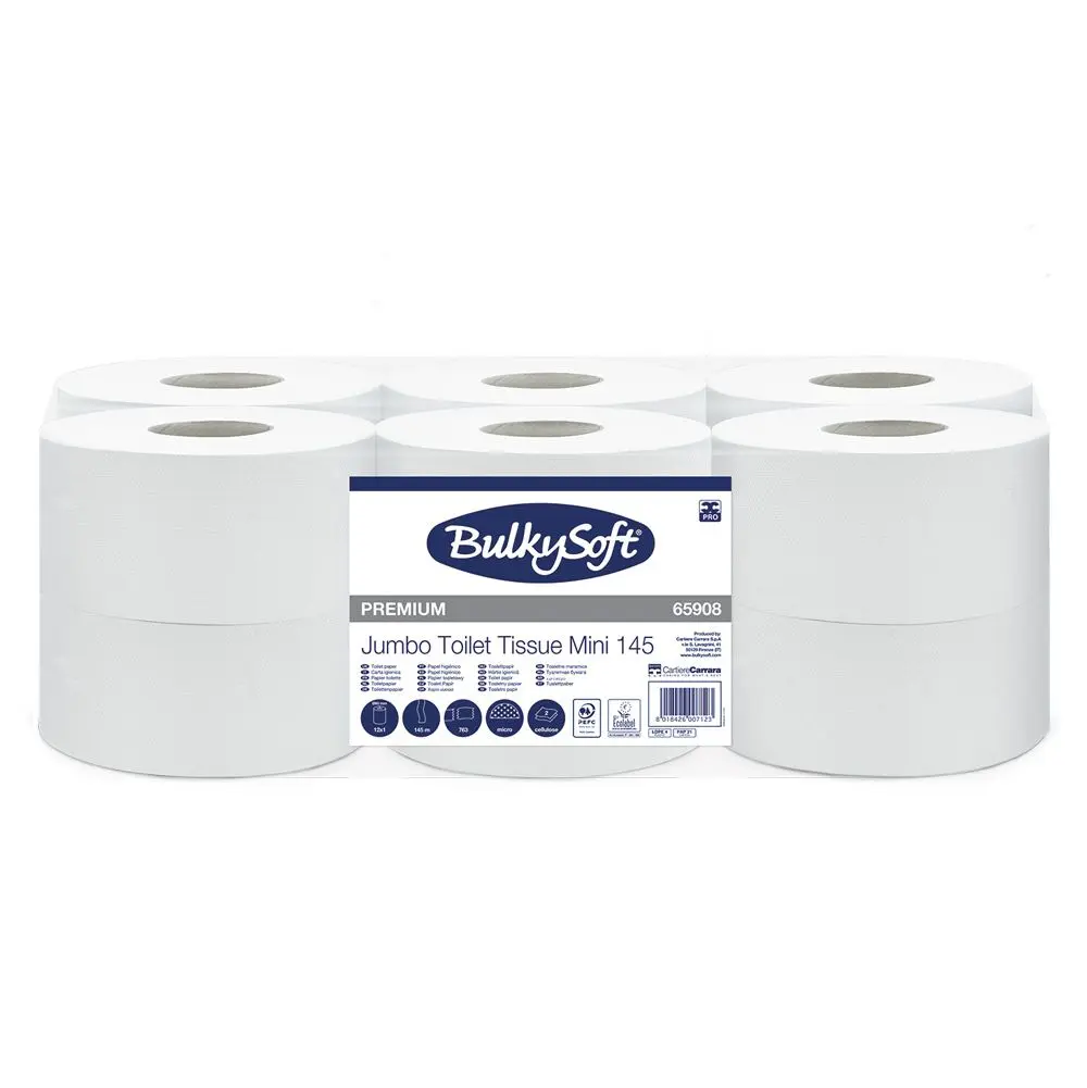 Papier Toilette Mini Jumbo BulkySoft 65908 2 Plis 12 Rouleaux