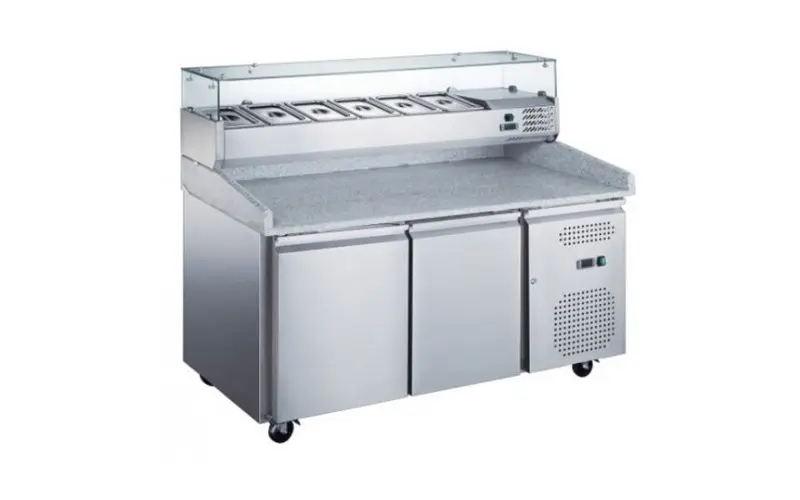 Gekoelde pizzatafel inox 2 deuren