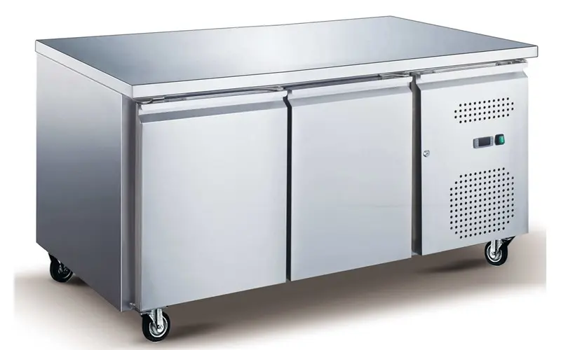 Gekoelde tafel inox positief 2 deuren