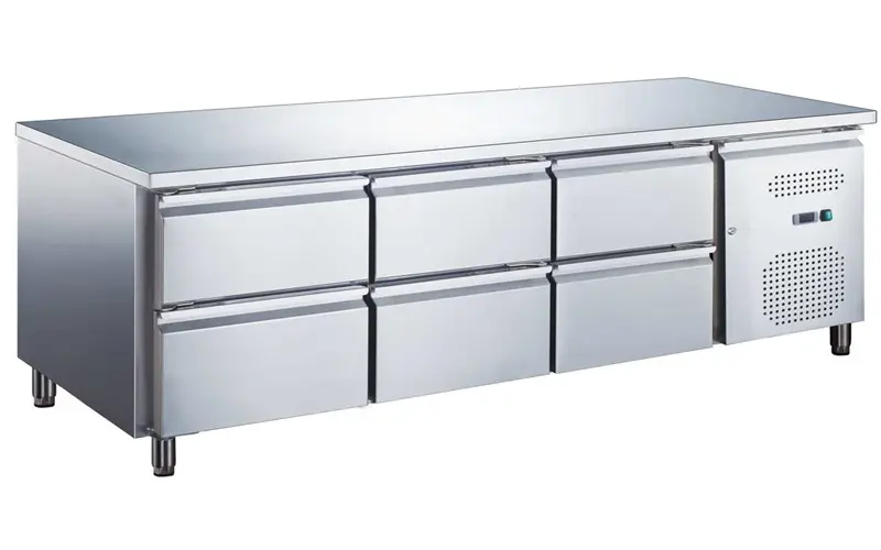 Stainless steel refrigerated counter, 6 drawers – 0/+8°C – GN 1/1