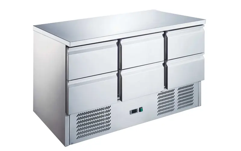 Stainless steel refrigerated counter, 6 drawers – 0/+8°C – GN 1/1