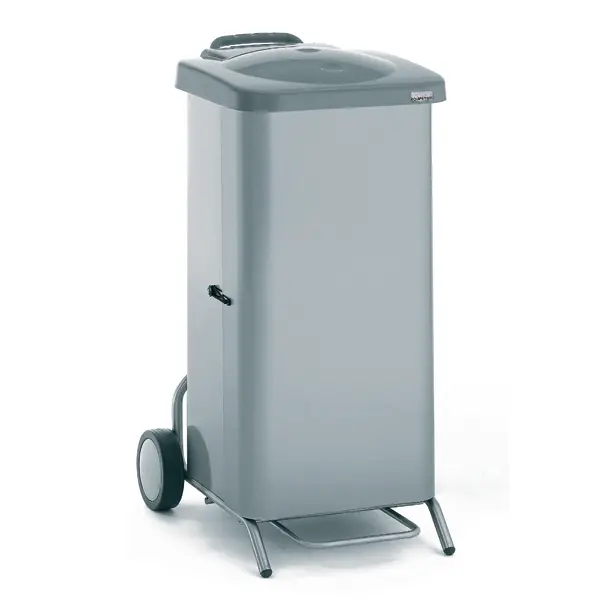 Tournus Porte-sac mobile avec habillage inox couvercle à pédale, pour sacs 100 litres