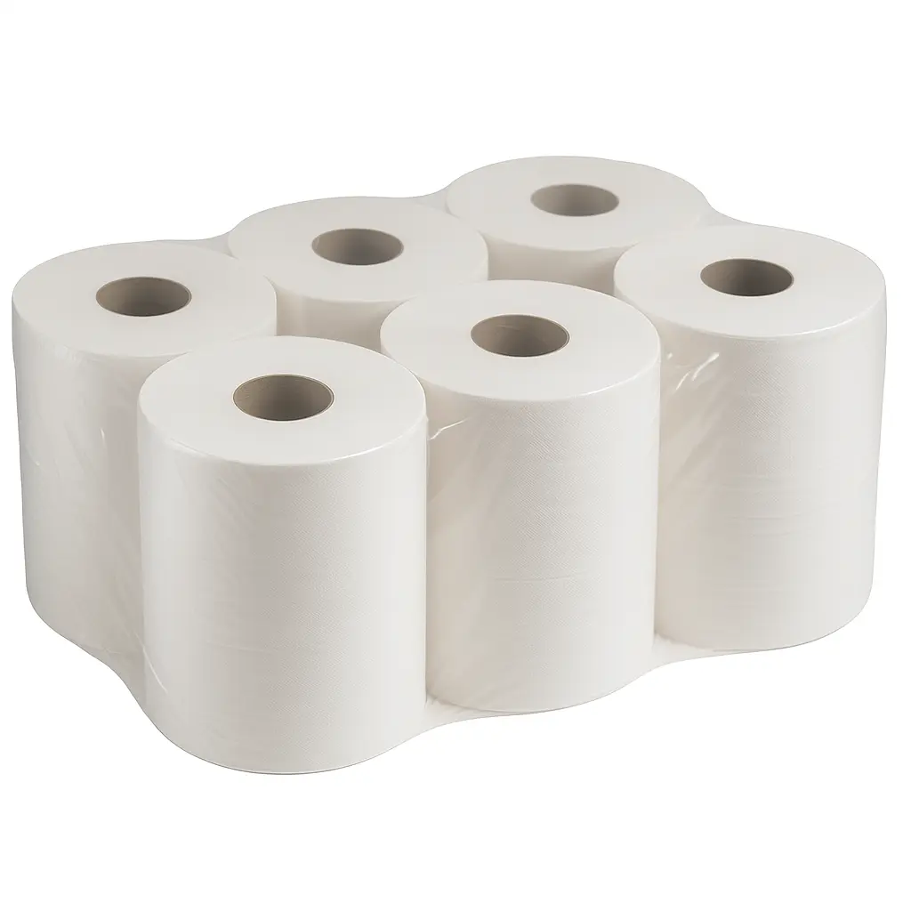 Poetsrol centrale afrol 2-laags wit – F&G – 6 rollen