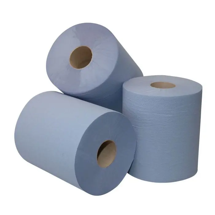Putzrolle Zentralabwicklung 3-lagig geklebt blau – F&G – 6 Rollen