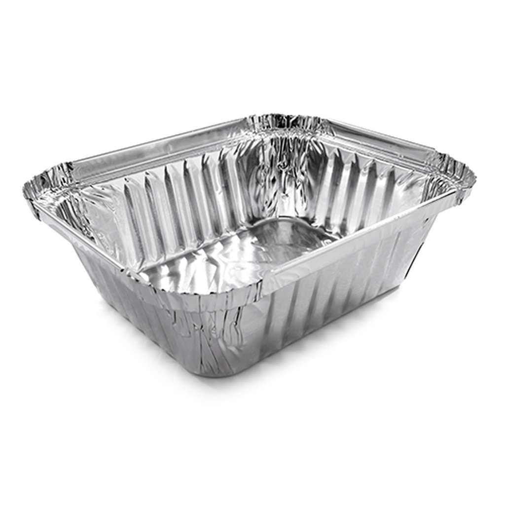 Aluminium schaaltje R28L 470 cc – 145 × 120 × 40 mm – doos van 10 × 100 stuks