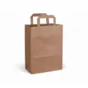 Sacs bretelles papier kraft recyclé F&G, 70 gr, 22 x 11 x 28 cm, poignée plate – 250 pcs – emballage alimentaire