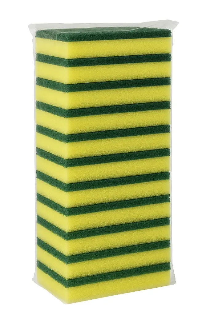 Eponge à récurer verte et jaune 10PCS