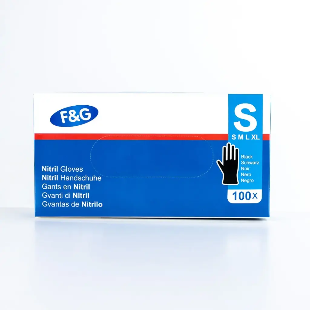 Wegwerp nitril handschoenen zwart S – poedervrij, latexvrij – F&G – 10 x 100 st