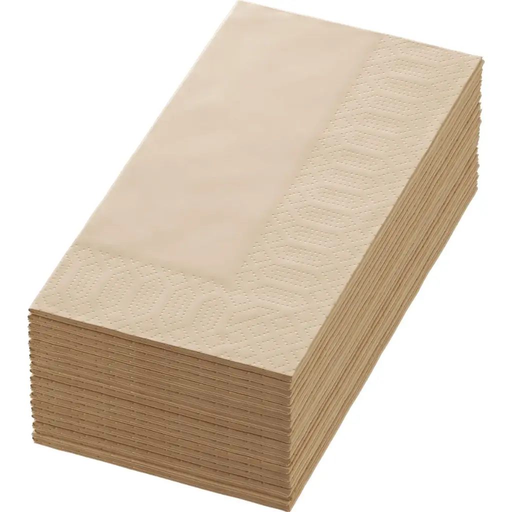 Servetten Tissue 40x40 cm 3-laags Vouwing 1/8 1250PCS Natural Brown