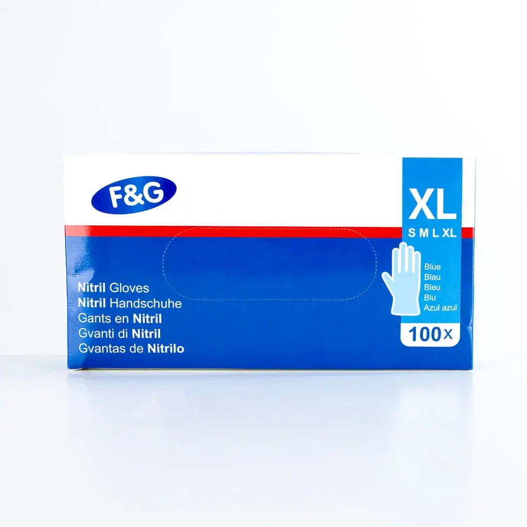 Einweg-Nitrilhandschuhe blau XL – puderfrei, latexfrei – F&G – 10 x 100 Stk