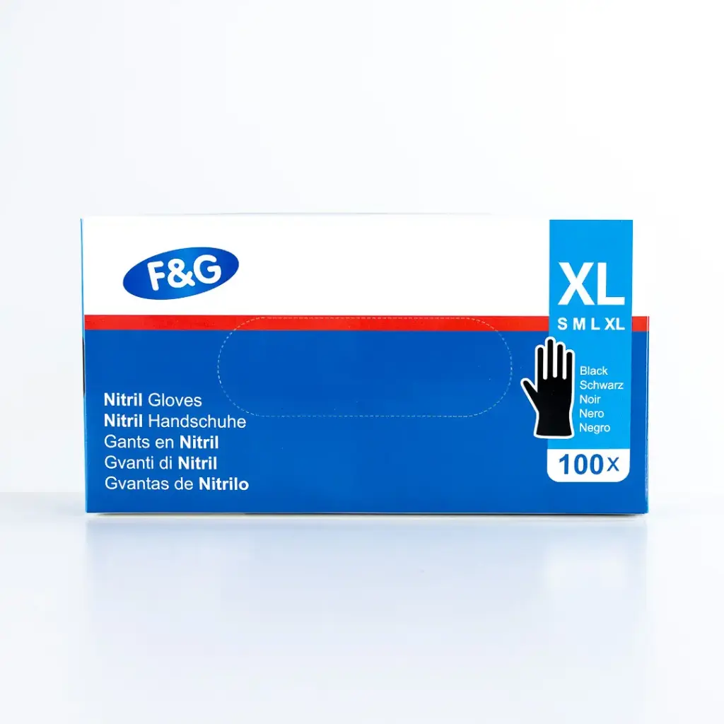Einweg-Nitrilhandschuhe schwarz XL – puderfrei, latexfrei – F&G – 10 x 100 Stk