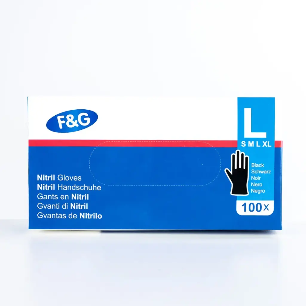 Gants nitrile jetables noirs L – sans poudre, sans latex – F&G – 10 x 100 pcs