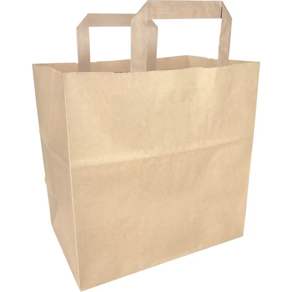 Sac Bretelle papier Kraft 26 x 17 x 26 cm, poignée plate 250PCS