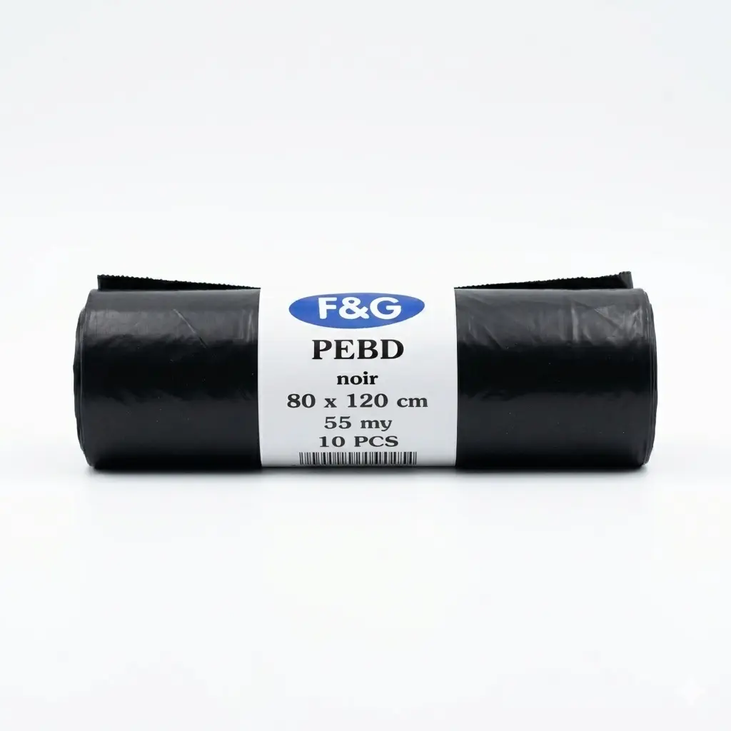 Sacs poubelles noirs 120L 80x120cm PEBD F&G - 55 Microns - 100PCS