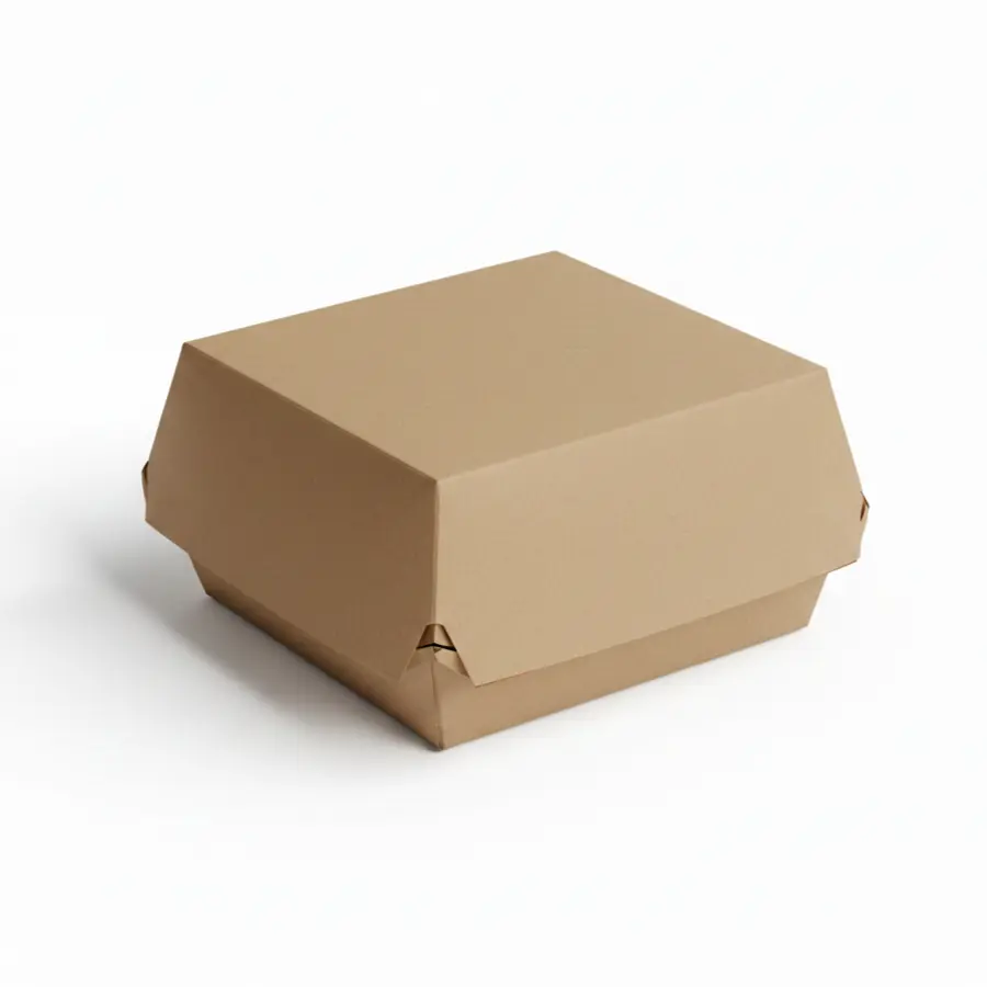 Hamburgerbox kraft 11.5x11.5x8cm – 400 stuks (4x100) – voedselverpakking