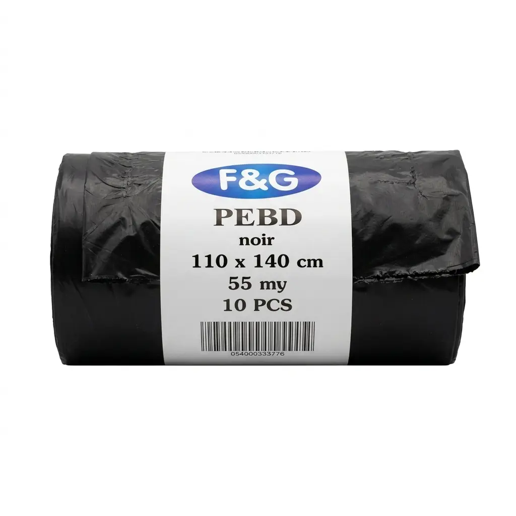 Schwarze Müllsäcke 240L 110x140cm LDPE F&G - 55 Mikron - 100 Stk
