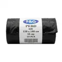 Black refuse sacks / bin liners 240L 110x140cm LDPE F&G - 55 Microns - 100PCS