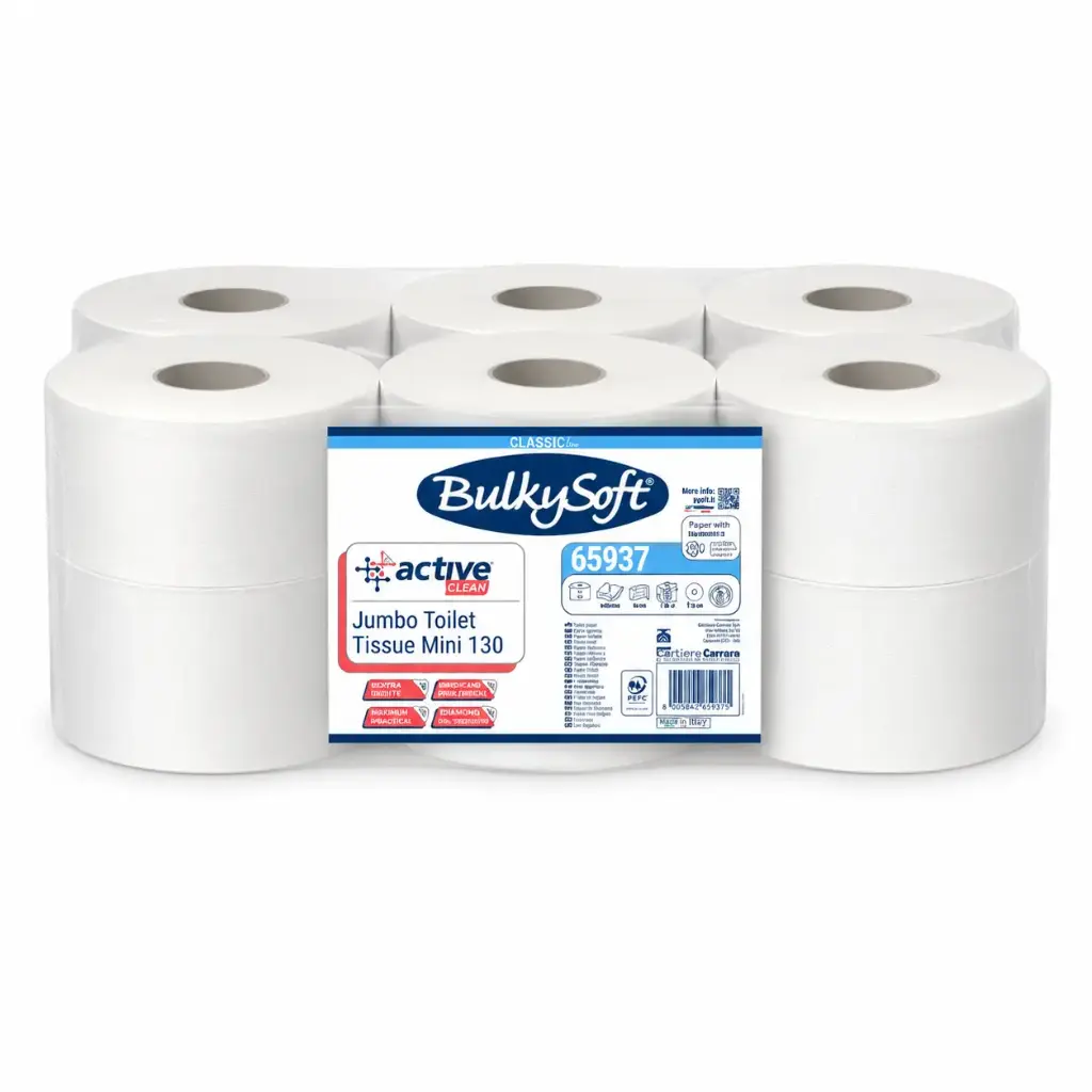 Toilettenpapier / WC-Papier Mini-Jumbo BulkySoft Active-Clean 2-lagig — 12 Rollen