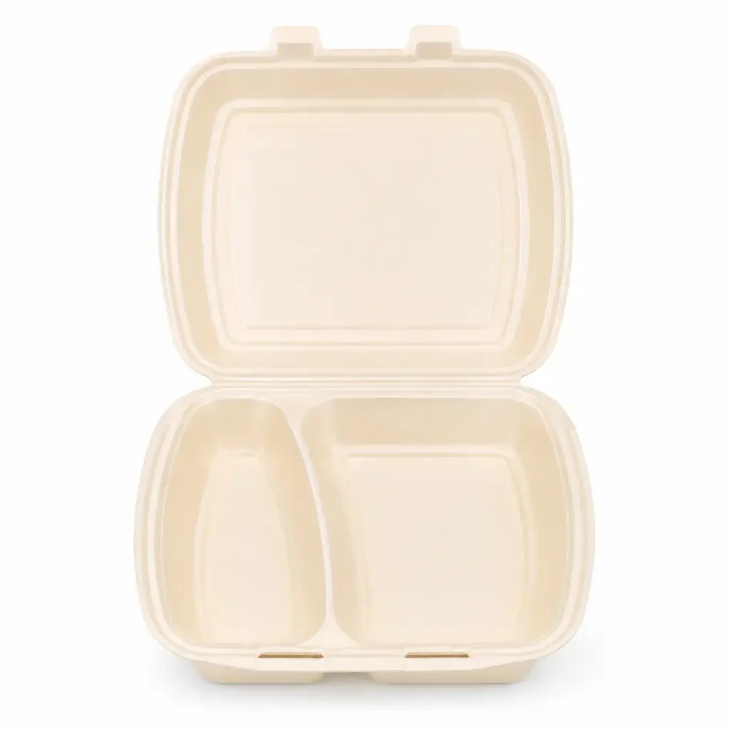 Meal box AP4 cream 2 compartments XPS – 250 pieces