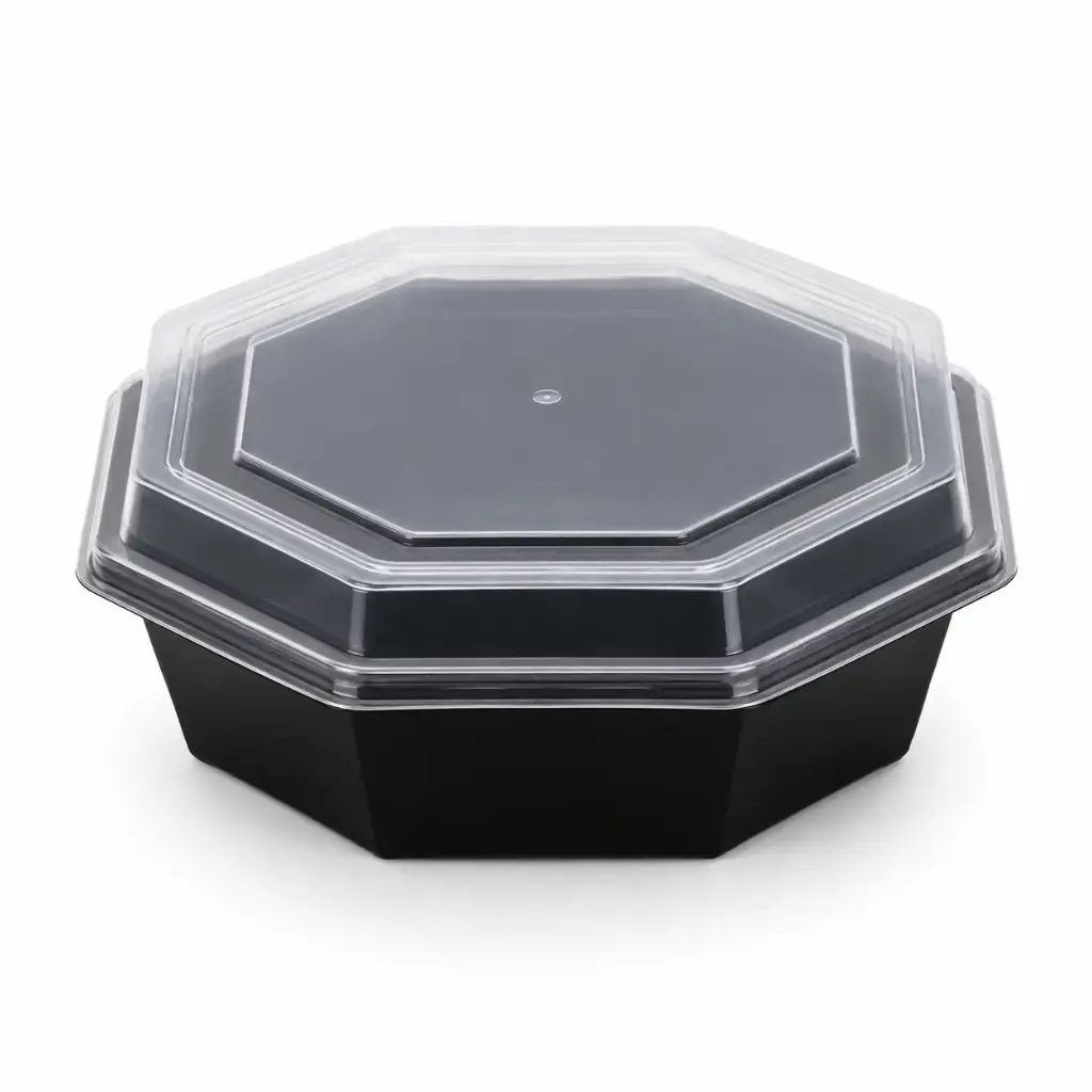 Schwarze Octaview-Box + transparenter Deckel 19 cm – 200 Stück
