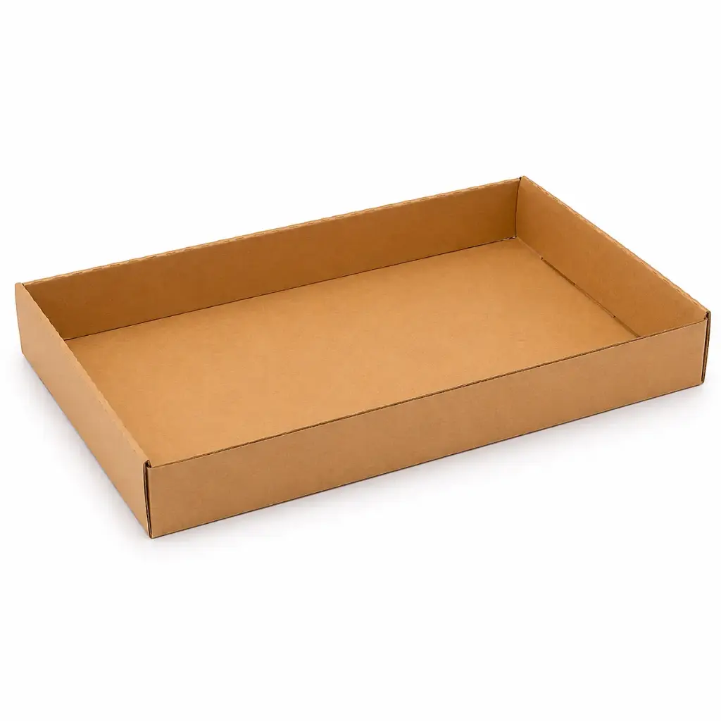 Bruine kartonnen draagschaal 40 × 25 × 7 cm – 50 stuks