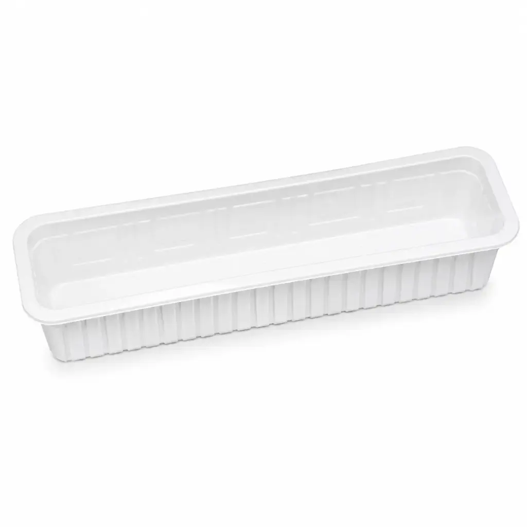 Ravier plastique blanc A8 288 × 78 × 36 mm – 500 pièces