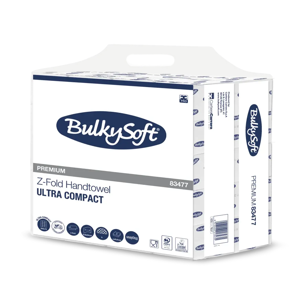Ultracompact Easy Bag BulkySoft Premium Zickzack-Handtücher 21,5×24 cm 2-lagig