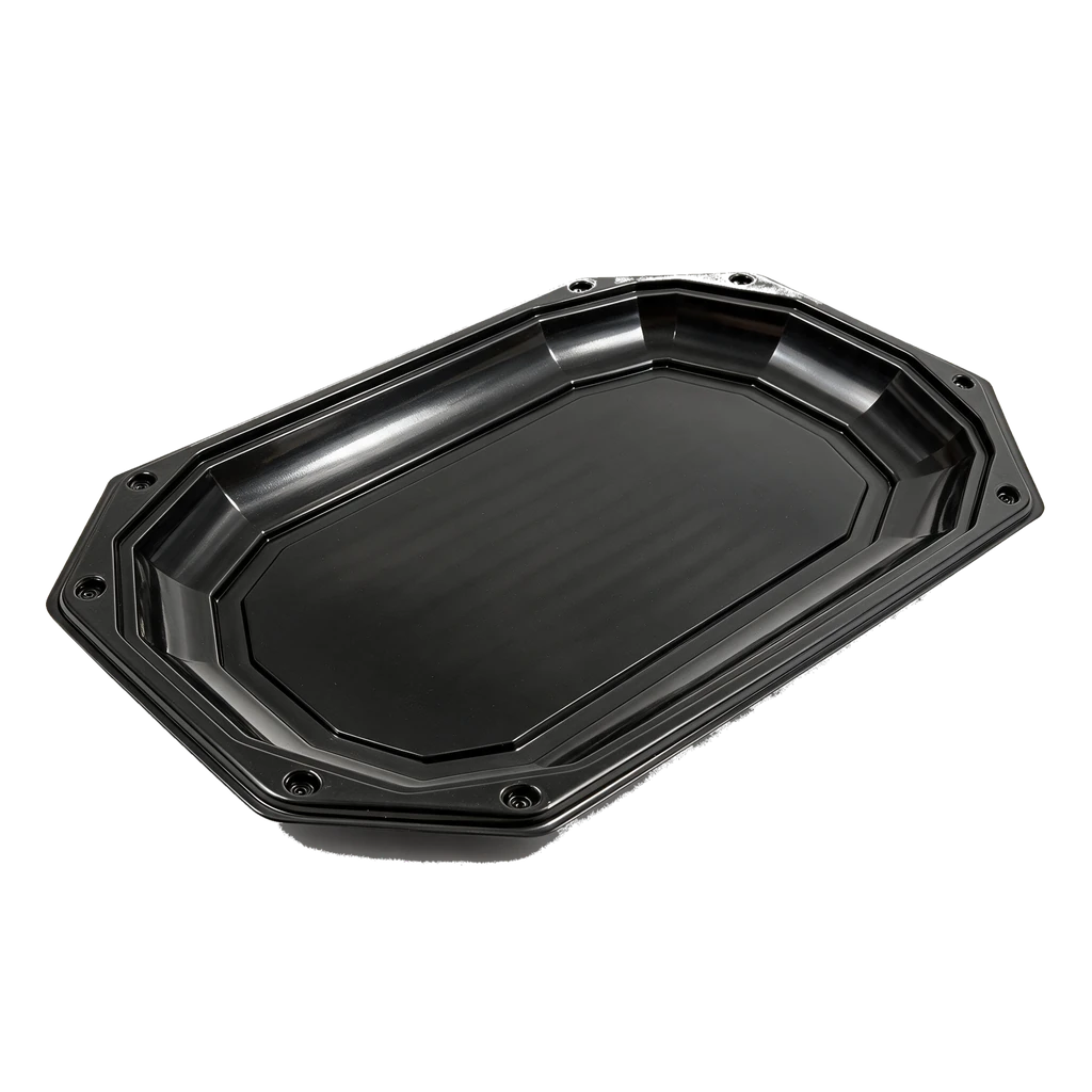 Plateau traiteur octogonal noir 45 cm avec couvercle – 5 × 10 pièces
