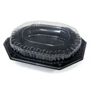 Achthoekige zwarte cateringschaal 45 cm met deksel – 5 × 10 stuks