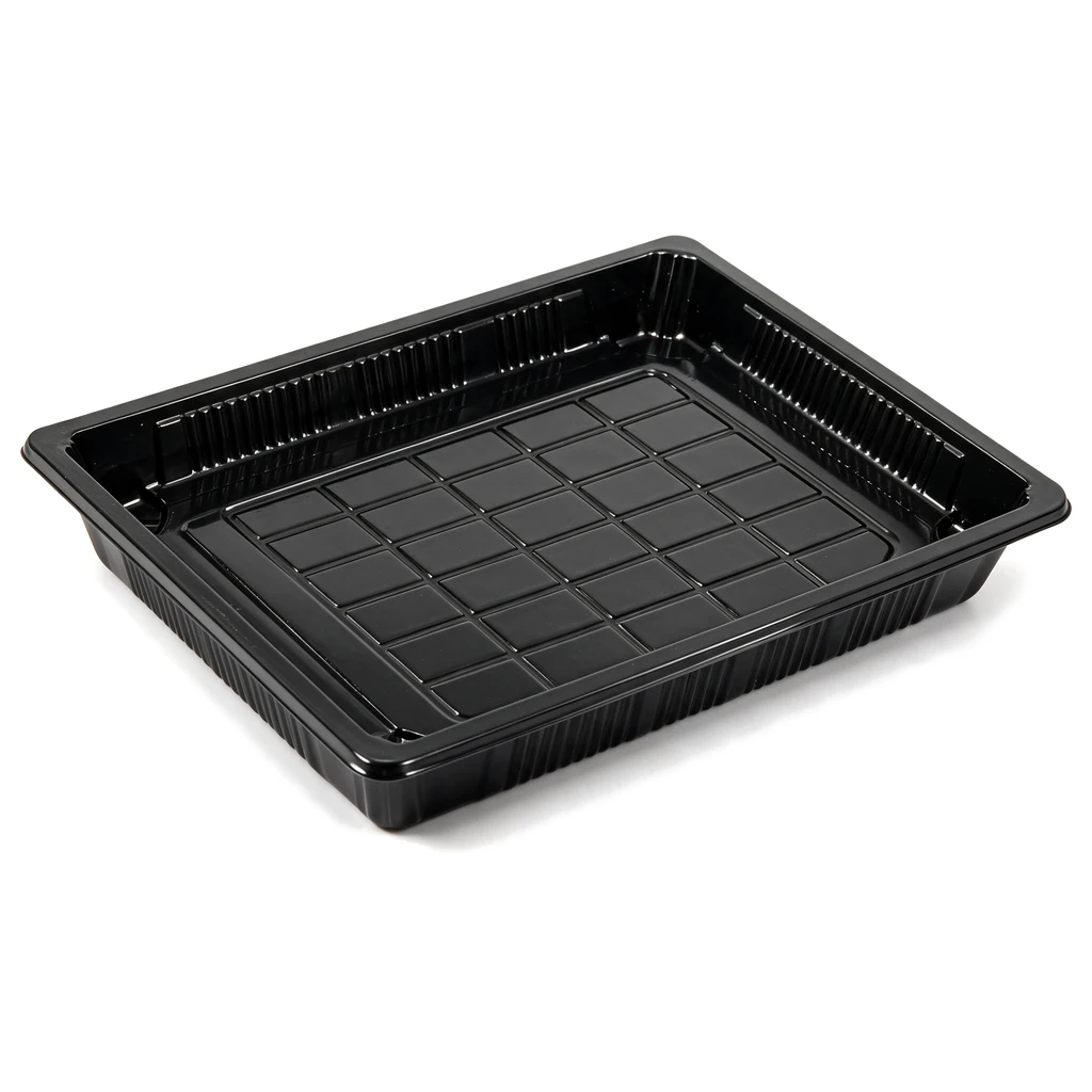 Plateau à sushi rectangulaire avec couvercle-11 – 261 × 190 × 50 mm – 200 ensembles