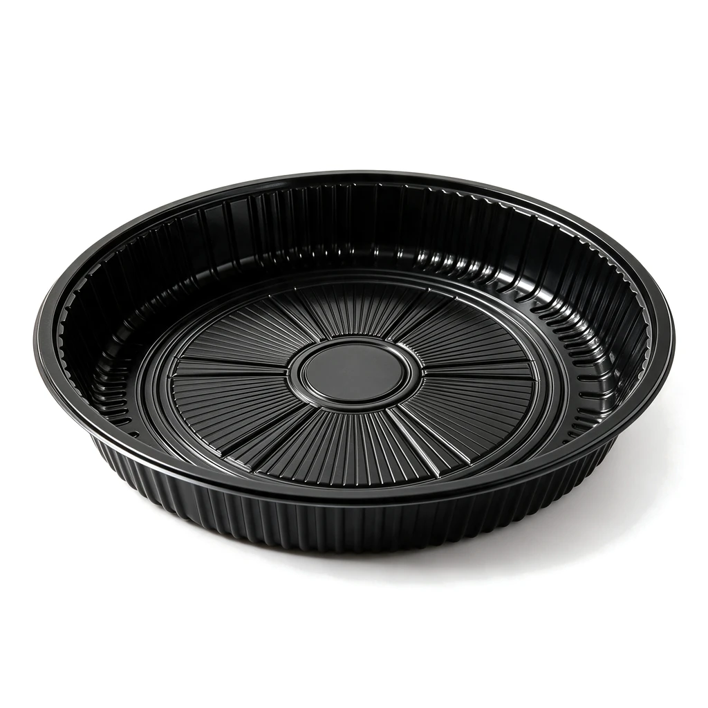 Round sushi tray with lid-61 – Ø 280 × 50 mm – 120 sets