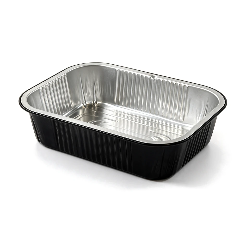 Stevige zwarte aluminium schaal 780 ml – 12 × 50 stuks