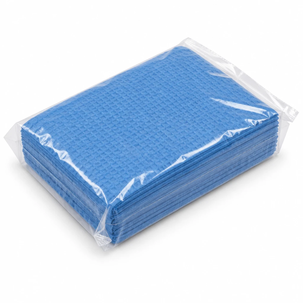 Blaues Vlies-Reinigungstuch lebensmittelecht 38 × 30 cm – F&G – Spenderkarton mit 350 Blatt