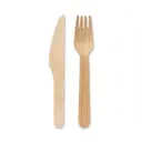 Ensemble de couverts en bois + Serviette blanche 3/1  - 250 pcs